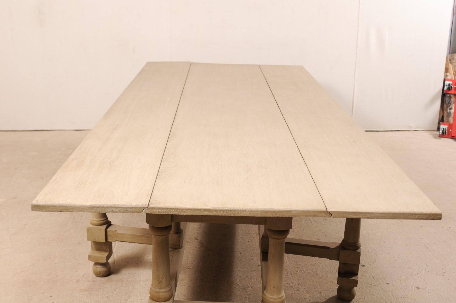 10.5 Ft. Painted Poplar Wood Gate-Leg Dining Table or Great Over-Sized Console  For Sale 2