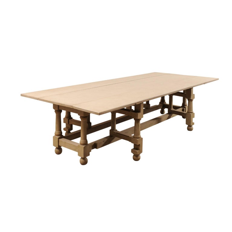 Large Painted Poplar Wood GateLeg Dining Table For Sale at 1stdibs