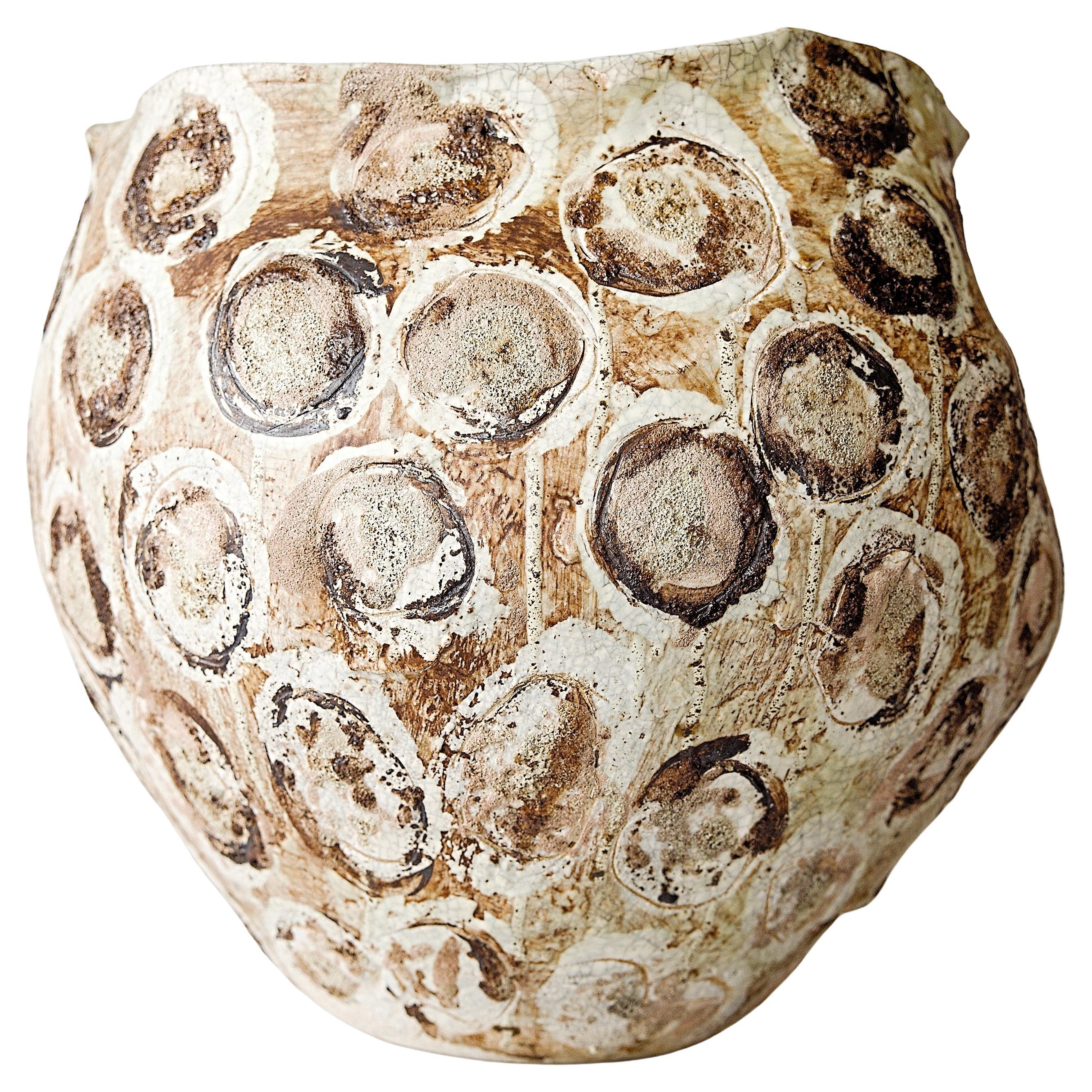 Large Painted Relics Vase Wide Opening