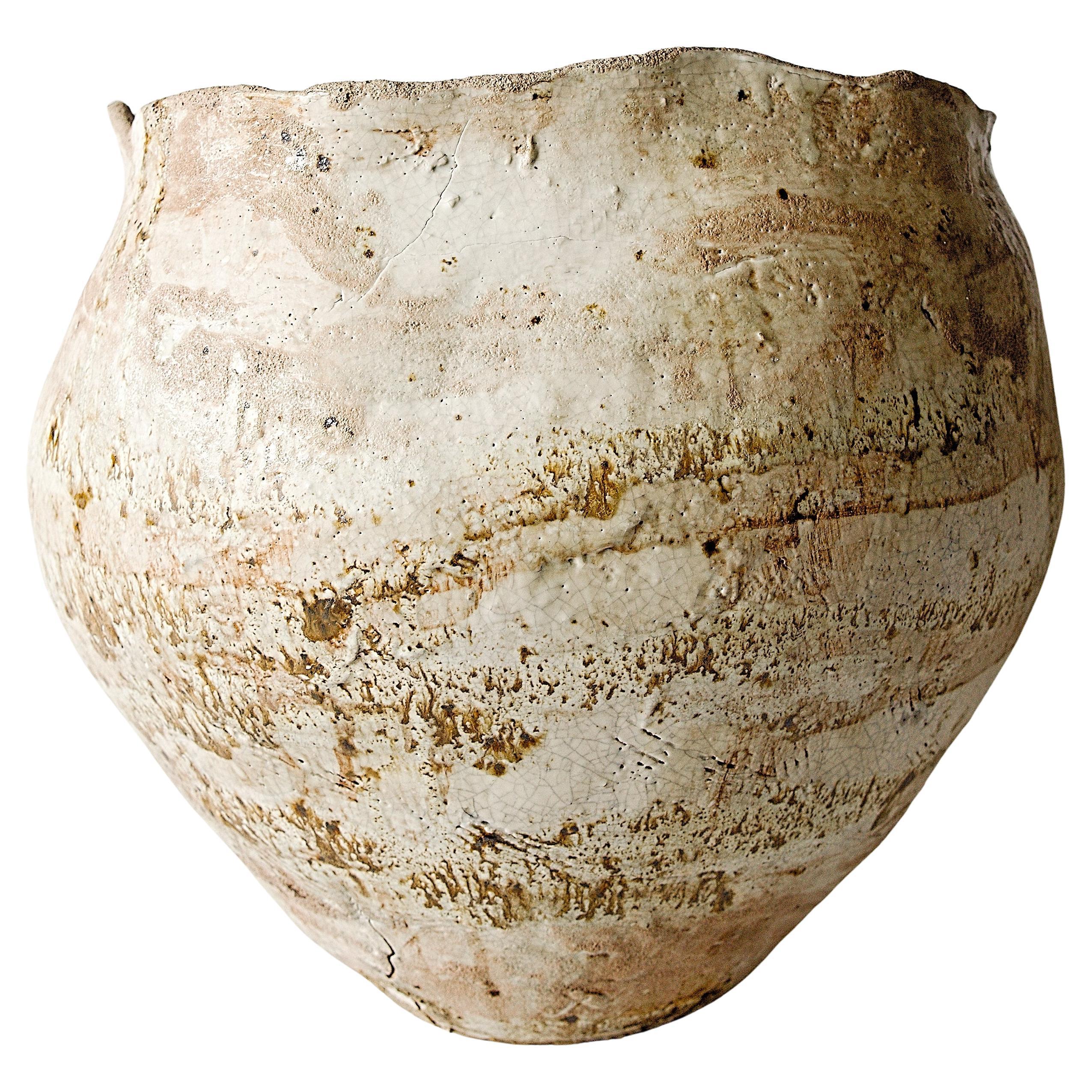 Large Painted Relics Vase Wide Opening III