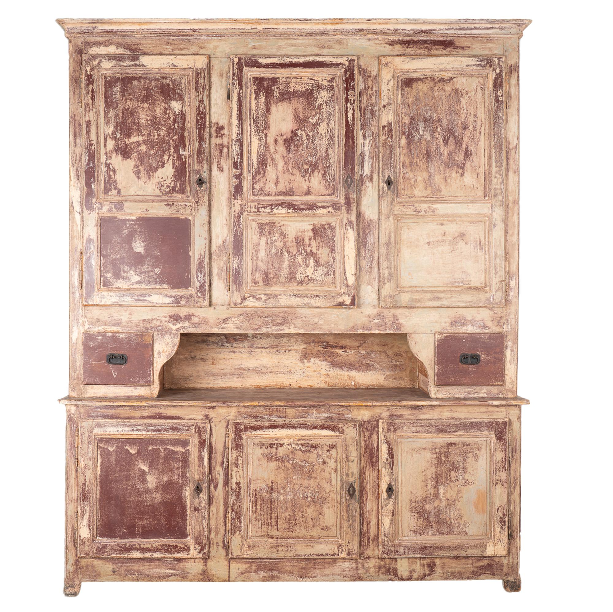 French Large Painted Shop Cabinet Wall Unit from France, circa 1880 For Sale