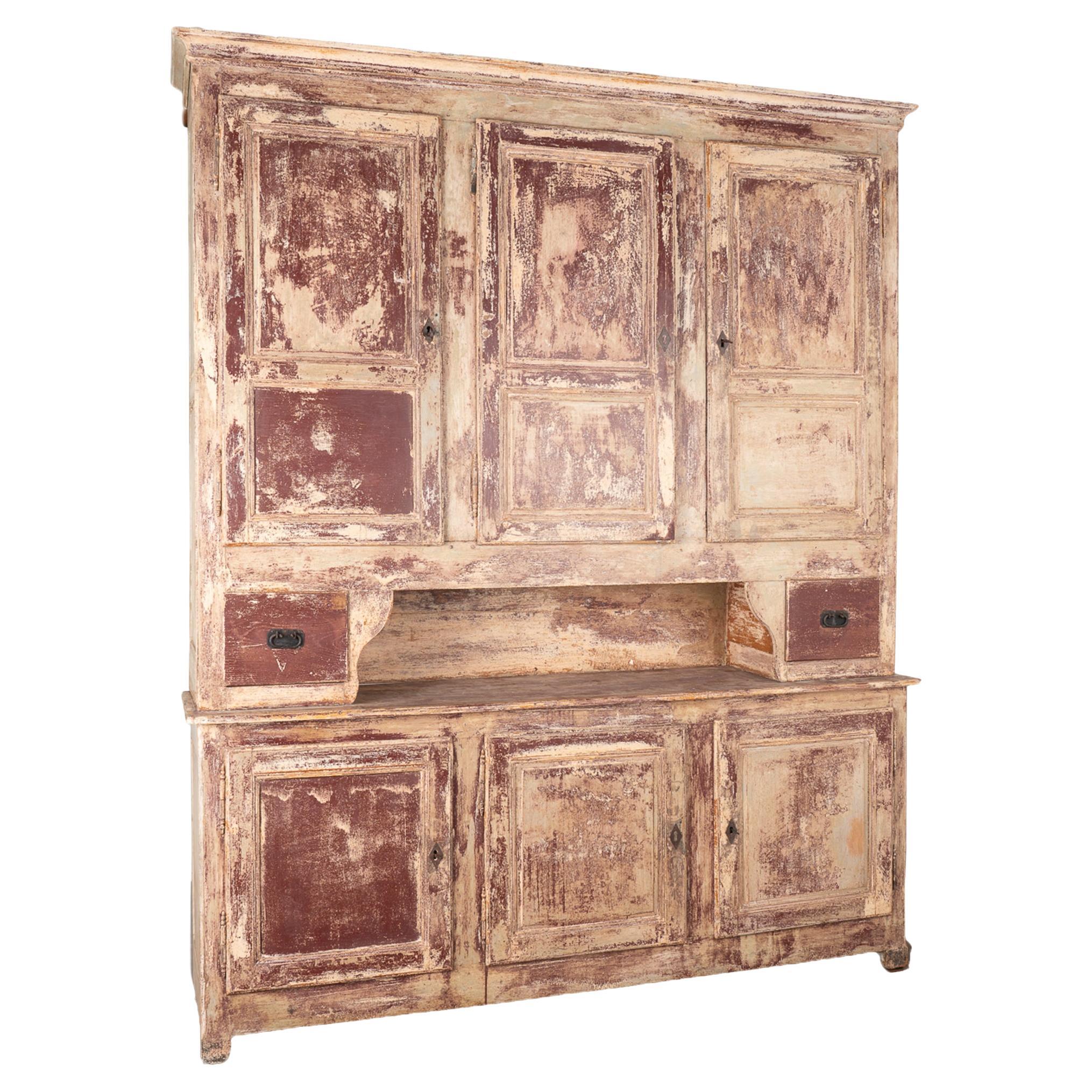 Large Painted Shop Cabinet Wall Unit from France, circa 1880 For Sale