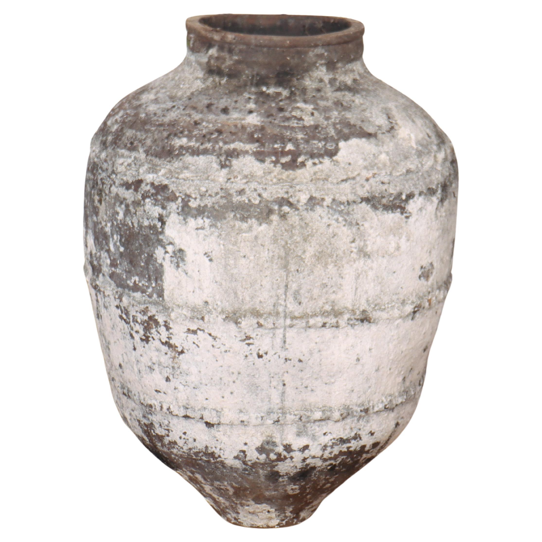 Large Painted Terracotta Olive Jar For Sale