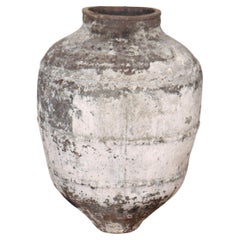 Used Large Painted Terracotta Olive Jar