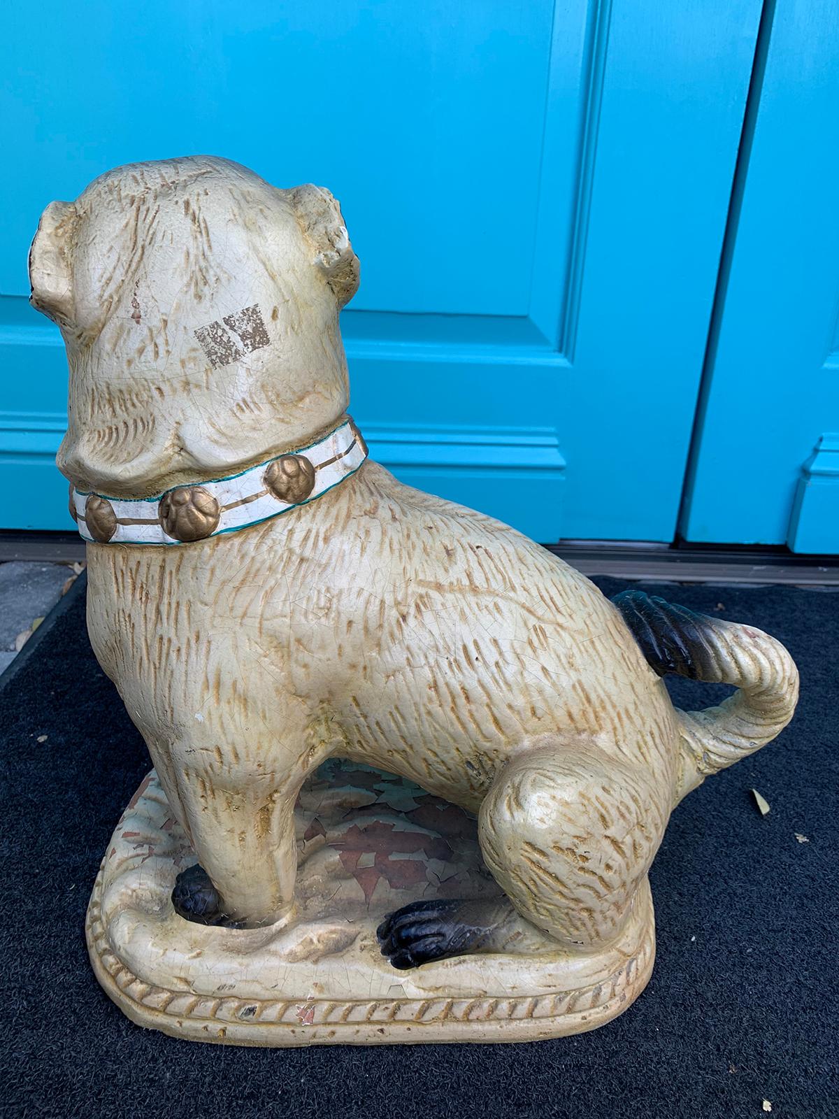 Late 19th Century Continental Heavily Glazed Terracotta Pug 5