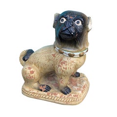 Large Painted Terracotta Pug, circa 1930