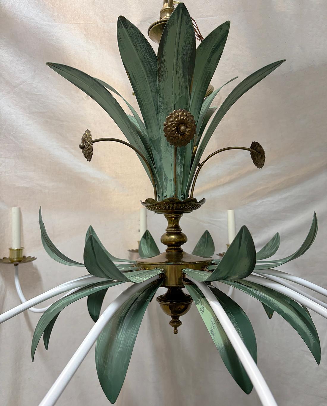 Dipinto Grande lampadario in tole dipinto in vendita