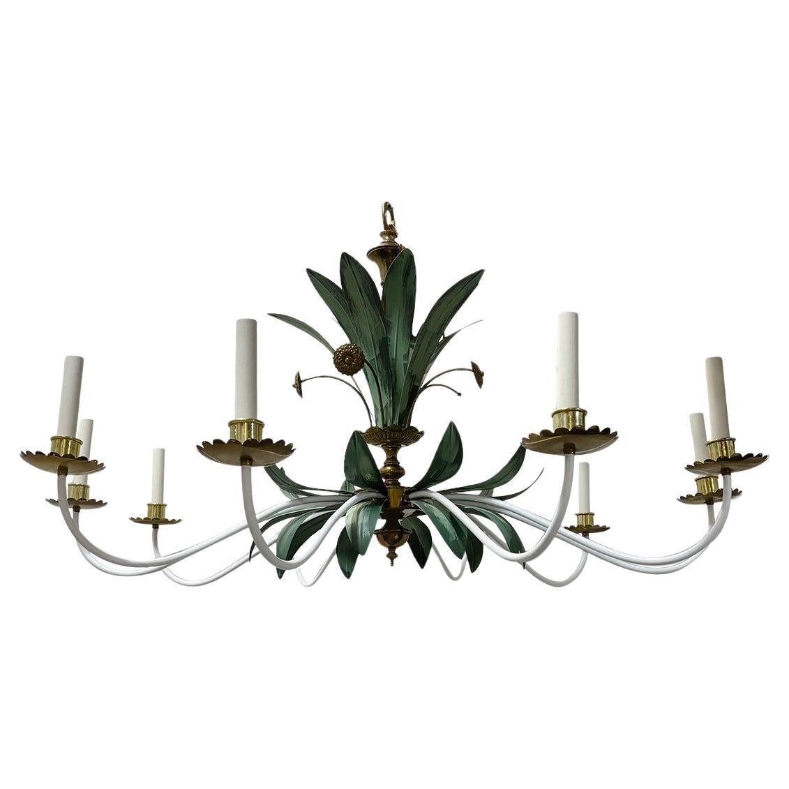 Grande lampadario in tole dipinto in vendita