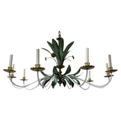 Grande lampadario in tole dipinto