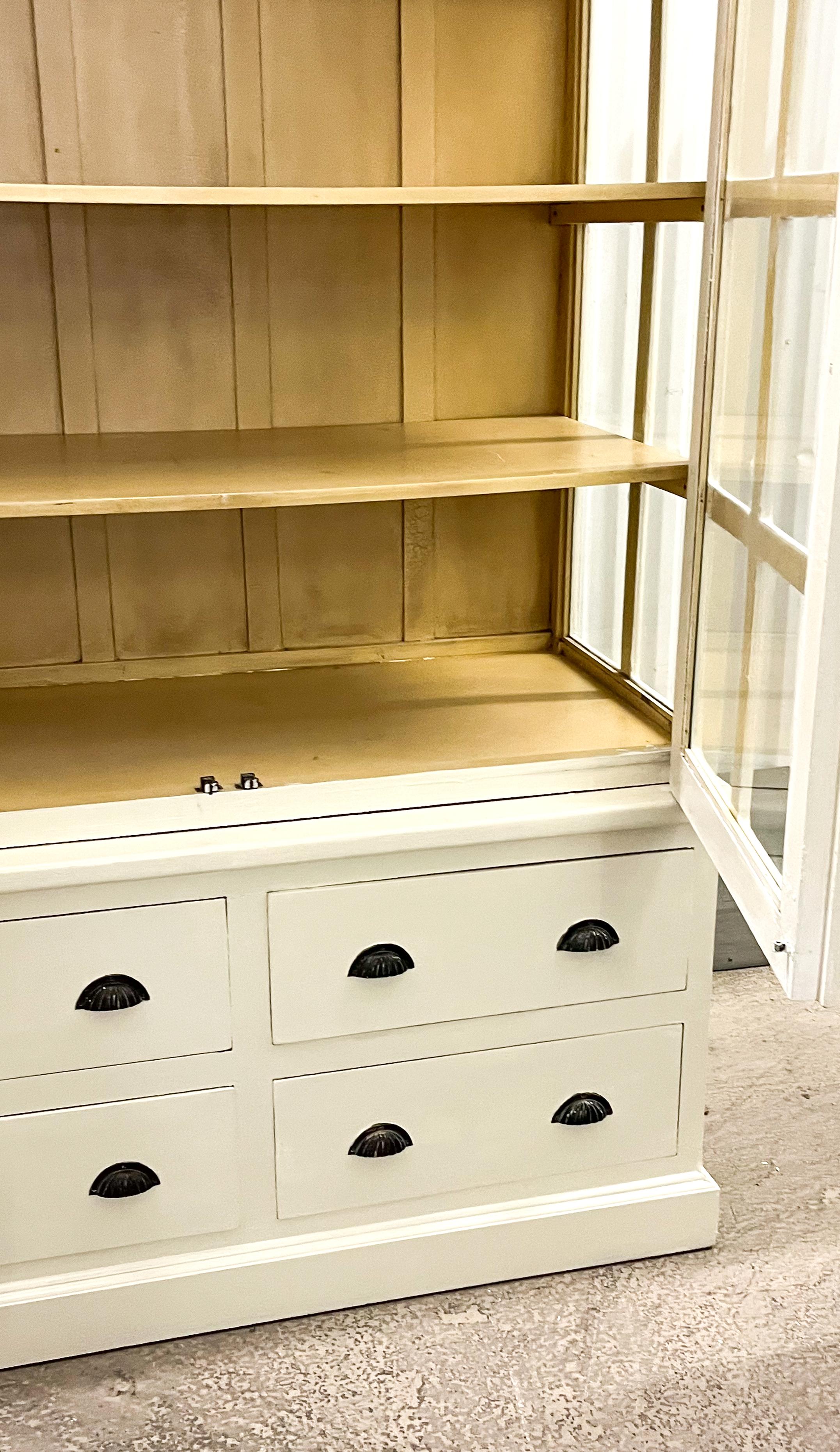 20th Century Large Painted Victorian Apothecary Style Glazed Cabinet Cupboard