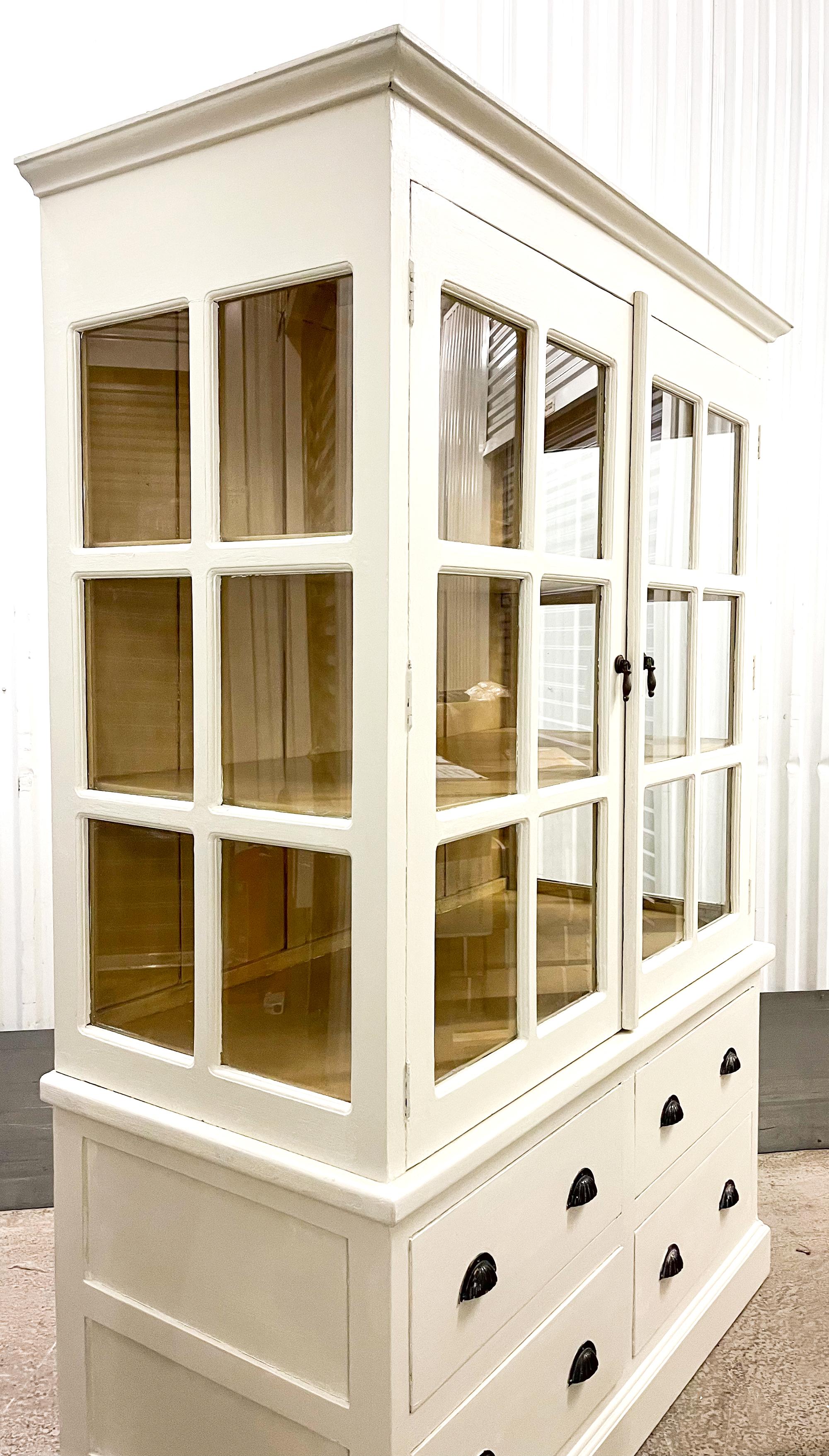 Large Painted Victorian Apothecary Style Glazed Cabinet Cupboard 2