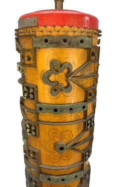 Large Painted Victorian Print Roller Lamp