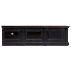 Large Painted Victorian Shop Counter with Mahogany Top, 19th Century
