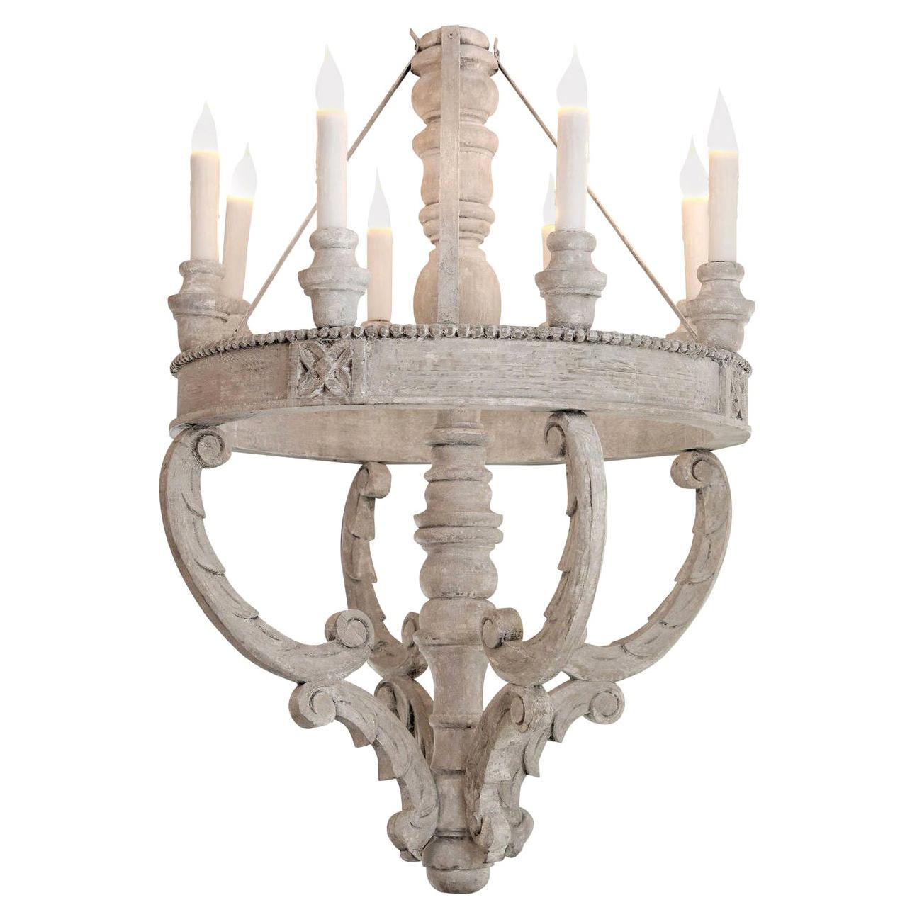 Large Painted Wood Chandelier