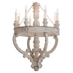 Large Painted Wood Chandelier