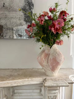 Grand vase en céramique blanc - rose peint Vase moderne artisanal Lost Quarry