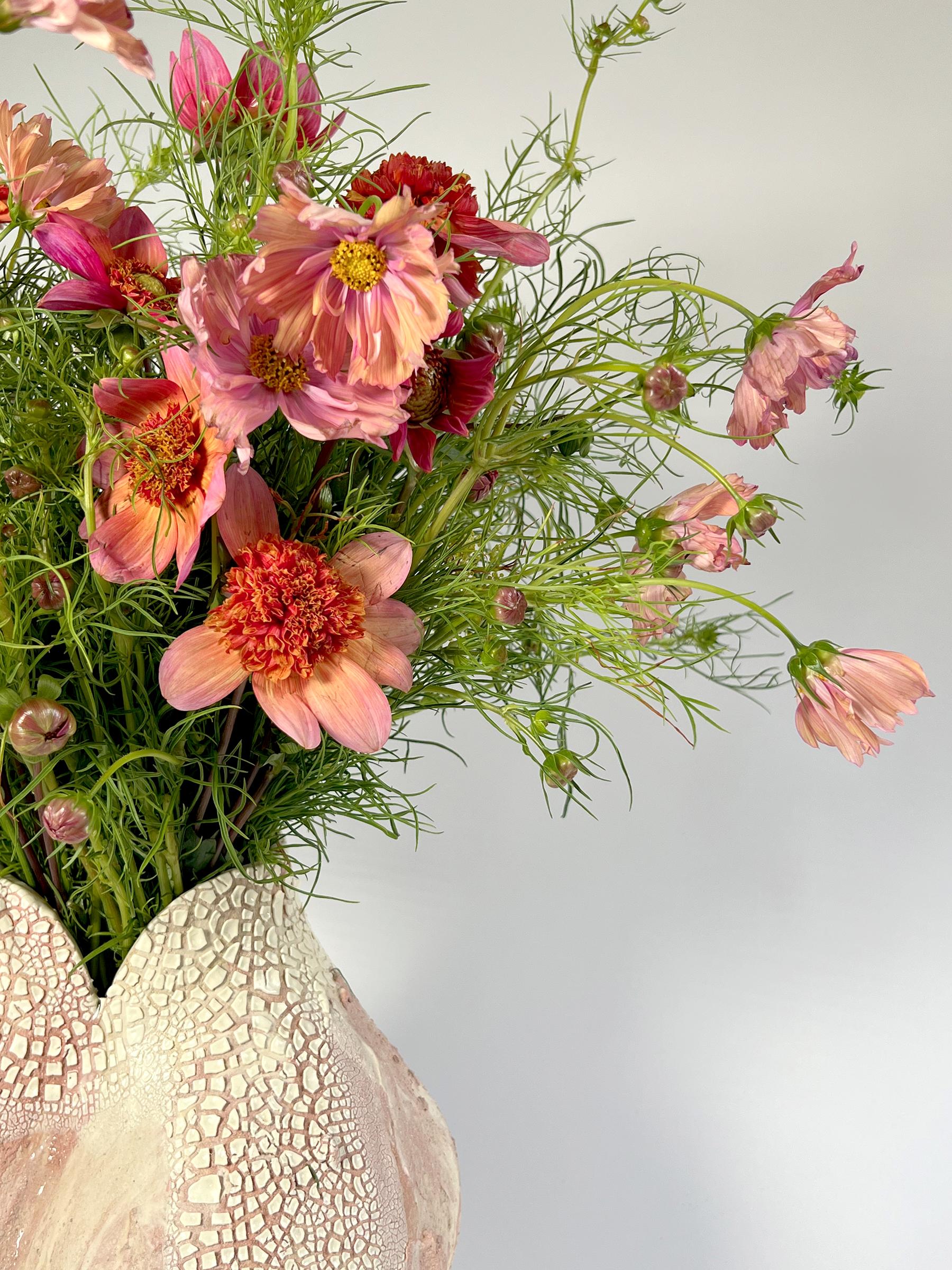 Contemporary Large Painterly Pink - White Ceramic Vessel Lost Quarry Handcrafted Modern Vase For Sale