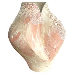 Large Painterly Pink - White Keramik Gefäß Lost Quarry Handcrafted Modern Vase