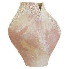Large Painterly Pink - White Ceramic Vessel Lost Quarry Handcrafted Modern Vase