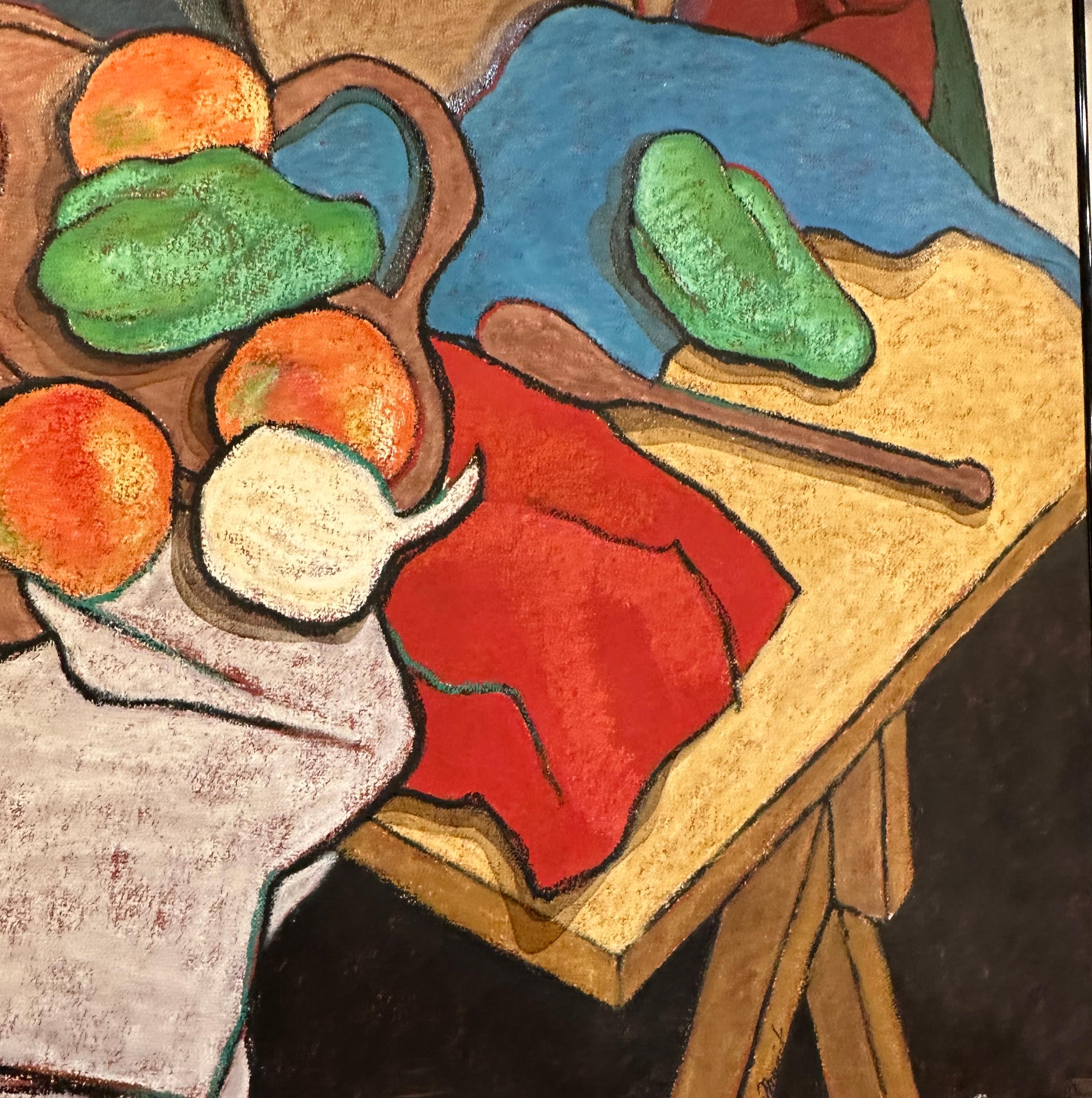 Large Still-Life Abstract Fruit Painting by P. Musick In Good Condition For Sale In Summerland, CA