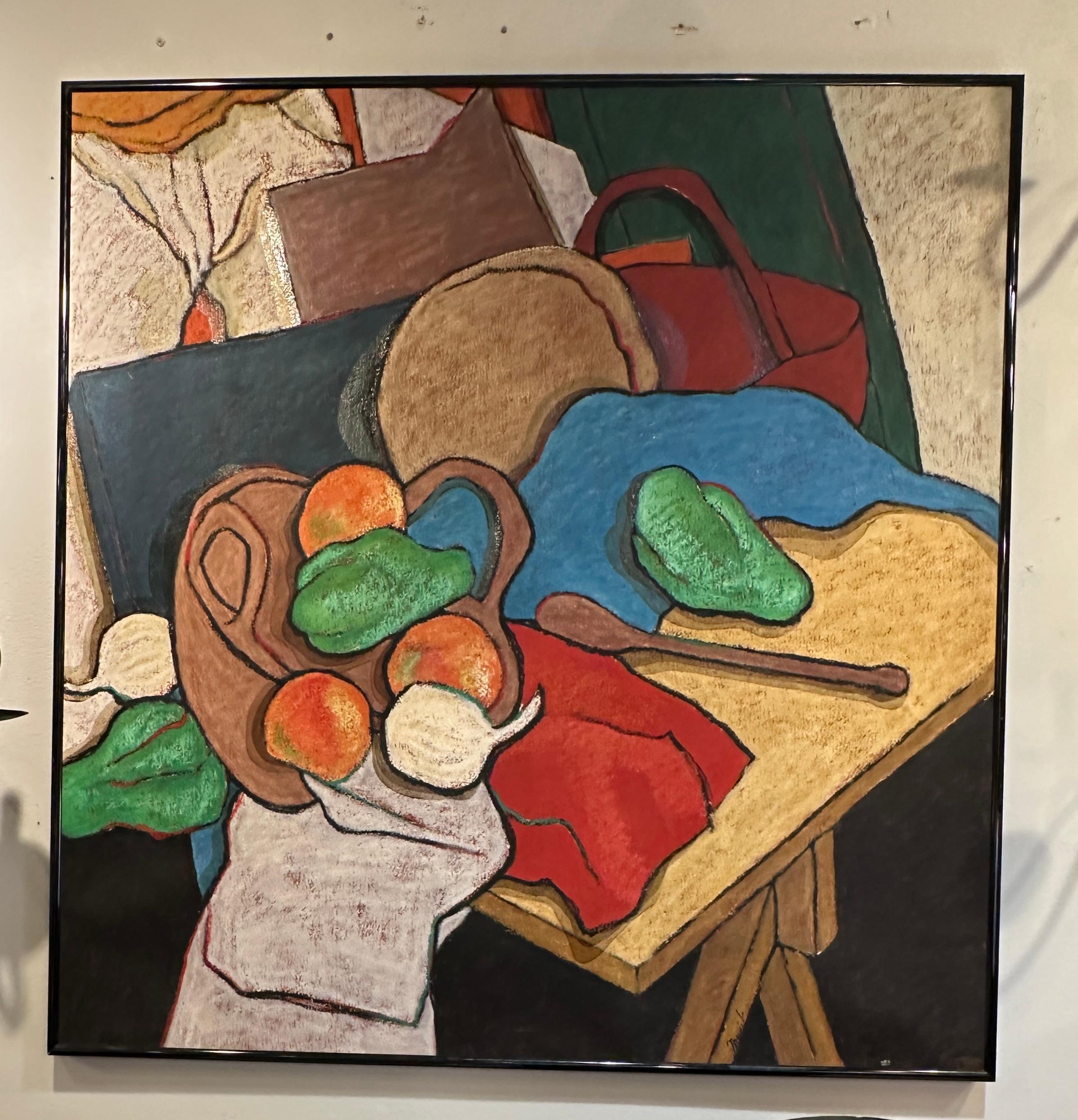 Large Still-Life Abstract Fruit Painting by P. Musick For Sale 1