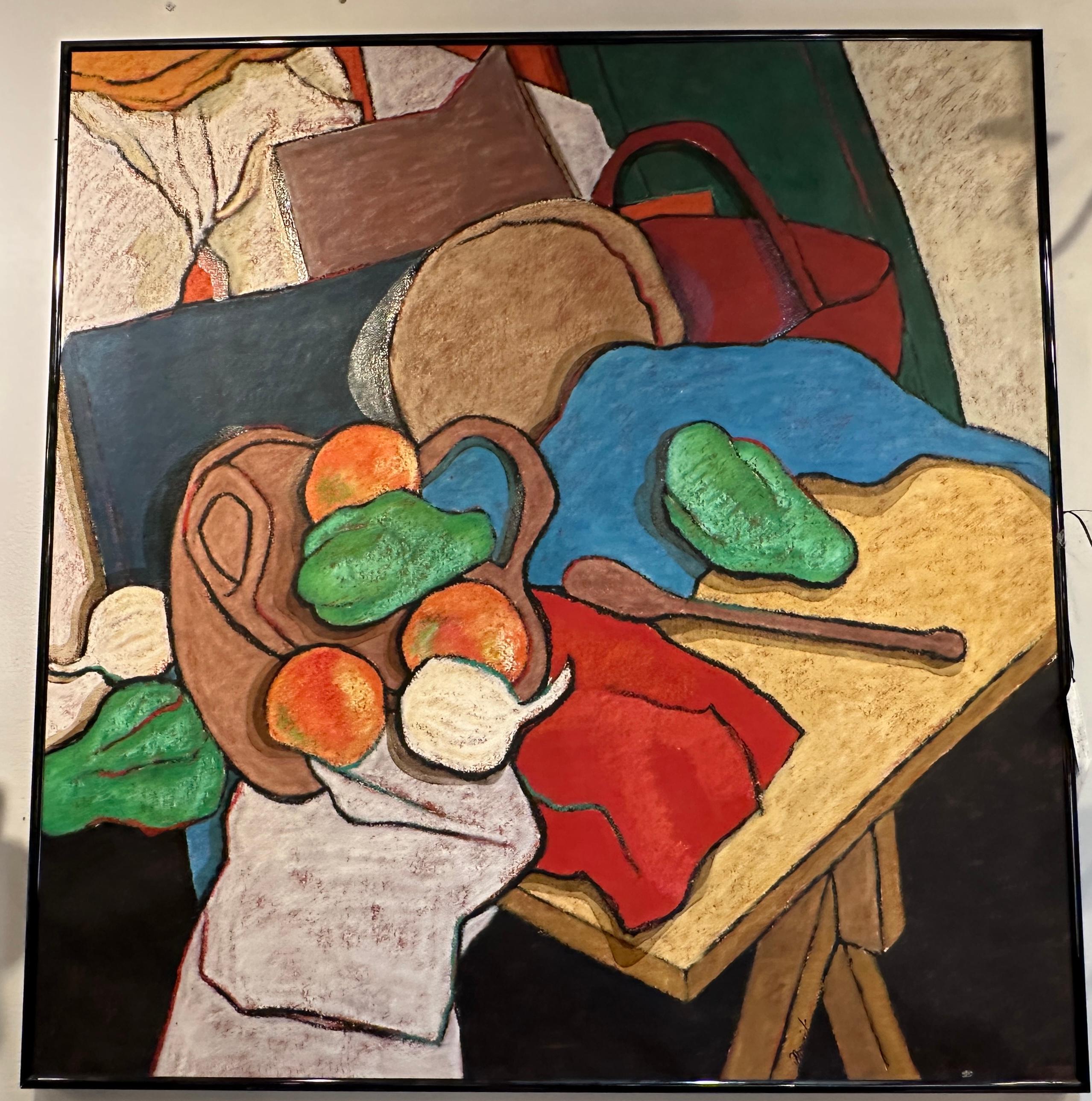 Large Still-Life Abstract Fruit Painting by P. Musick For Sale 4