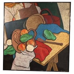 Large Still-Life Abstract Fruit Painting by P. Musick