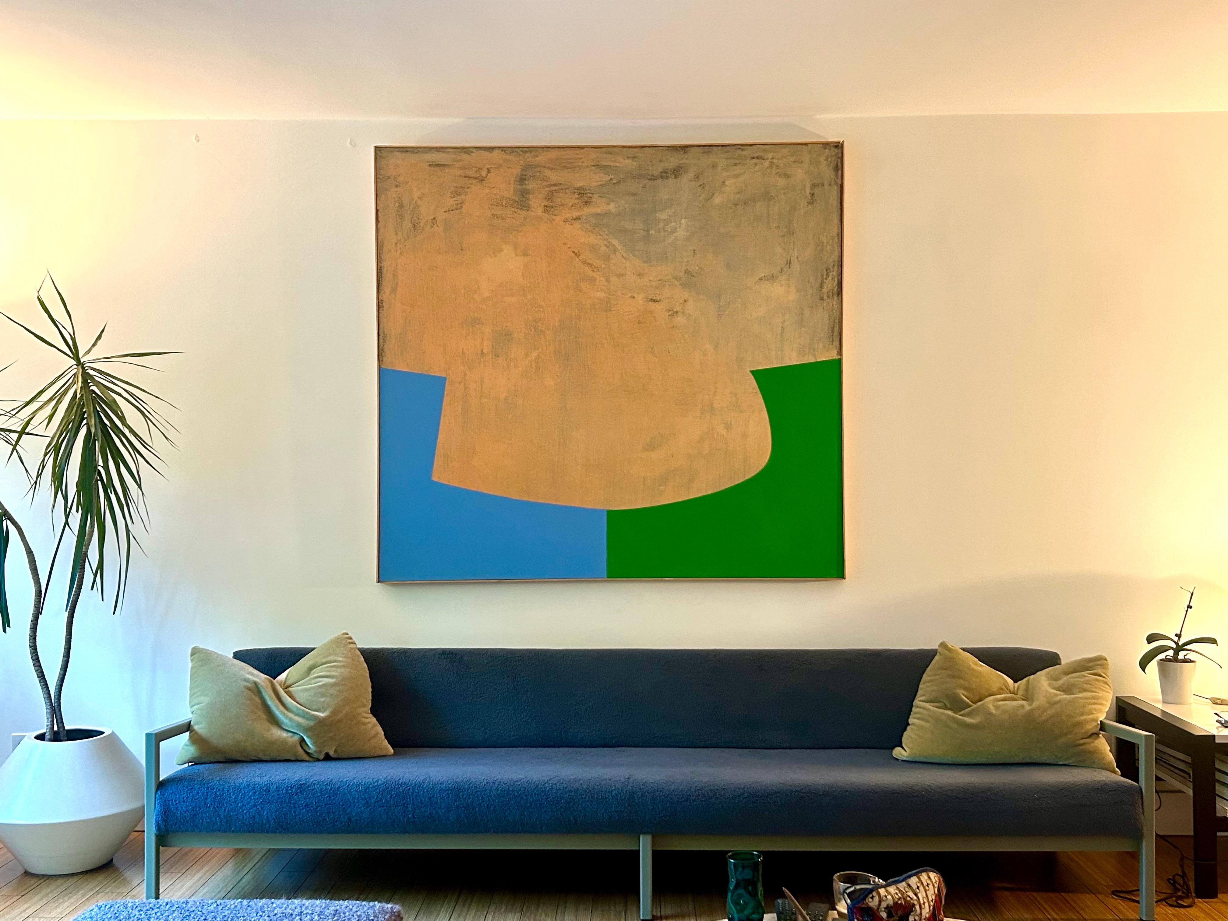 Ursprüngliches Kunstwerk.
Das Kunst- und Designkontinuum von Form, Farbe, Raum und Textur.
Öl, Acryl und Gesso auf Leinwand mit dünnem Holzrahmen. 