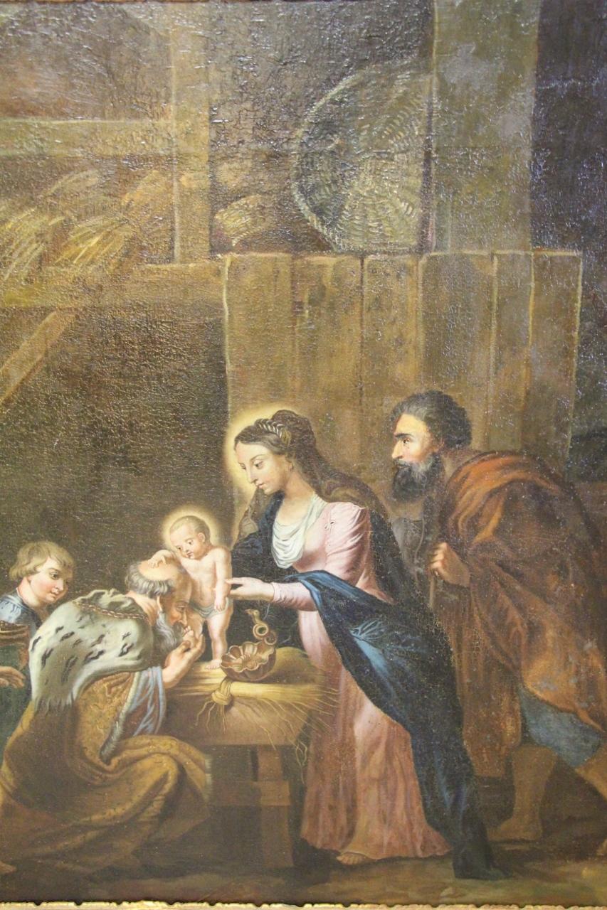 Großes Gemälde Religiöse Szene aus dem frühen 18 im Zustand „Gut“ im Angebot in charmes, FR