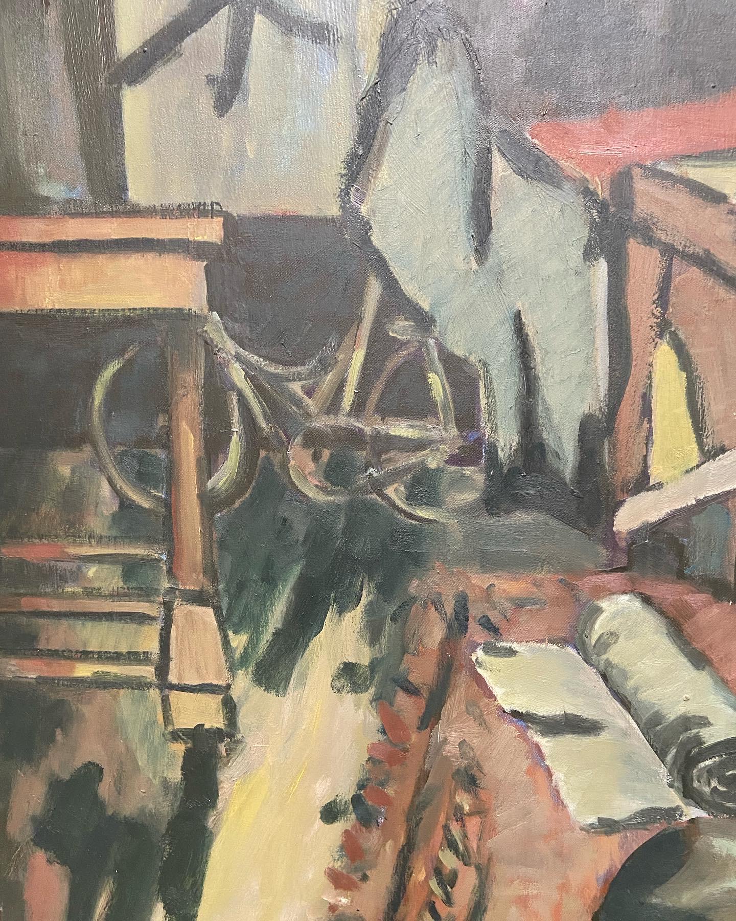 Fin du 20e siècle Grande peinture d'un atelier de peinture en vente