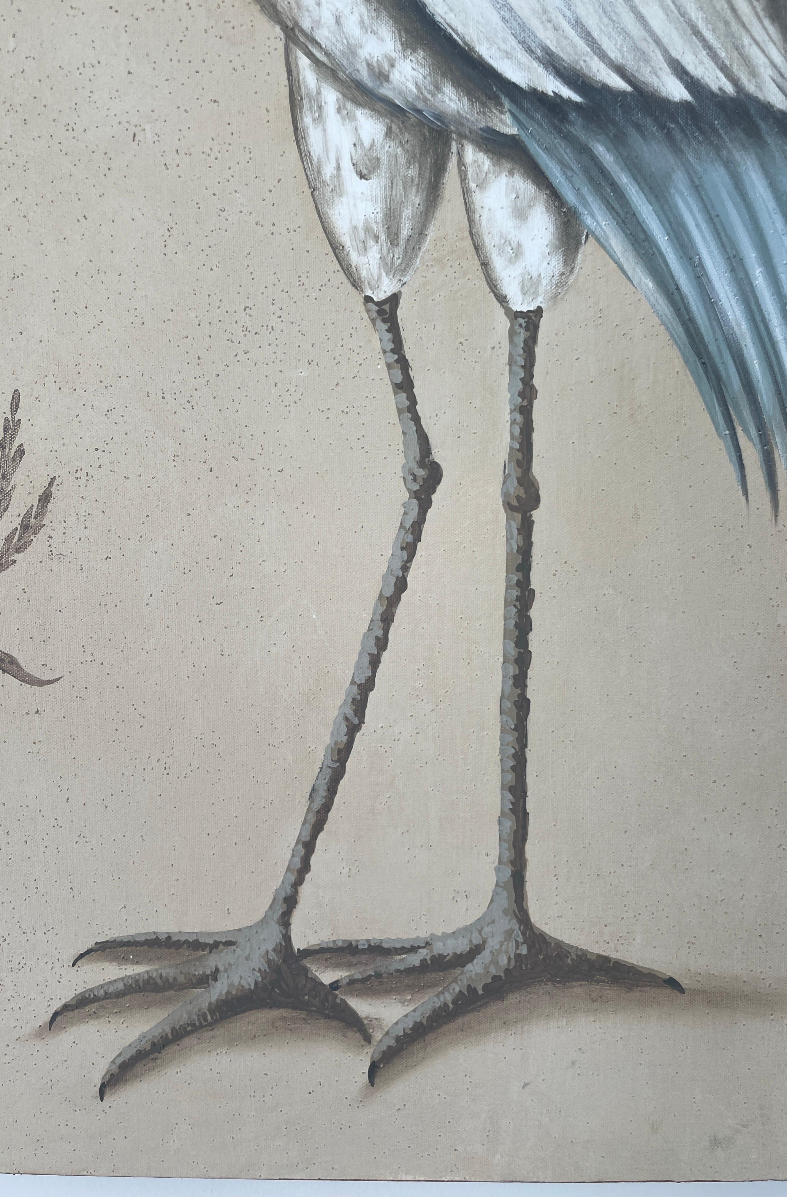 Canvas Large Painting of Blue Heron by Vittorio Splendore For Sale