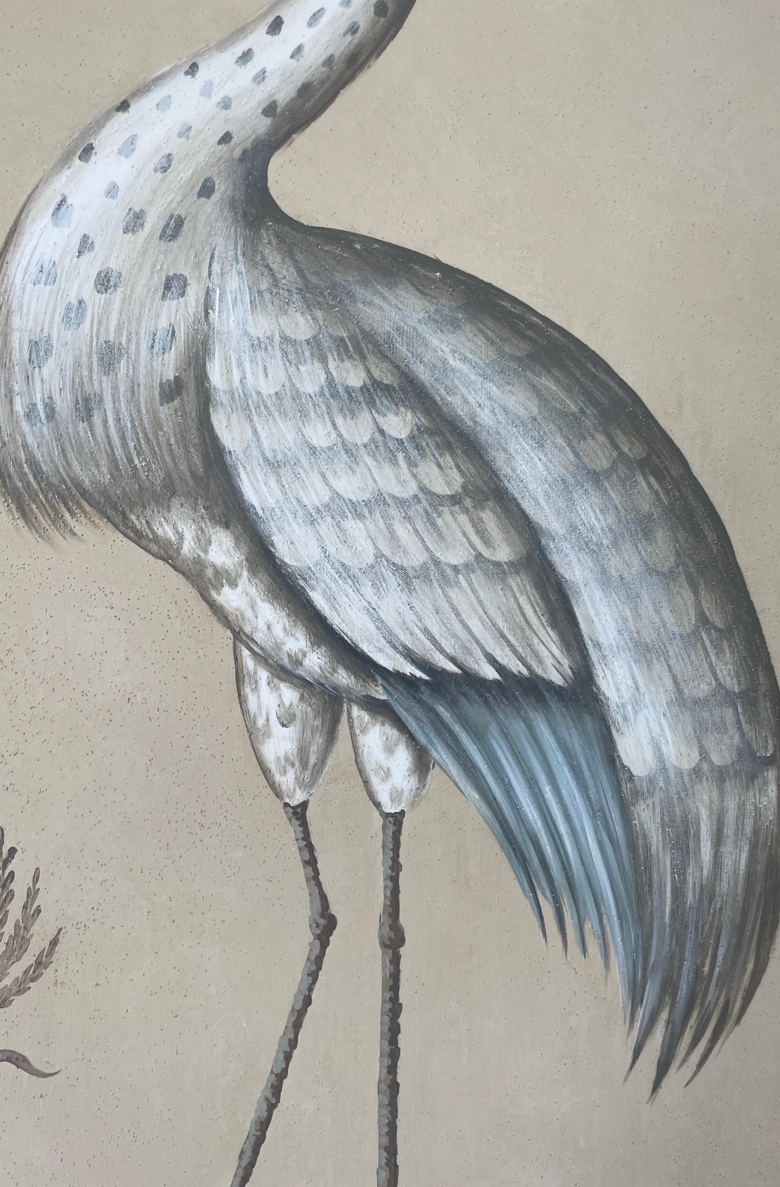 Large Painting of Blue Heron by Vittorio Splendore For Sale 1