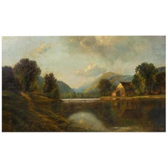 Large Painting of ‘River Landscape’ by Edmund Darch Lewis American, 1835-1910