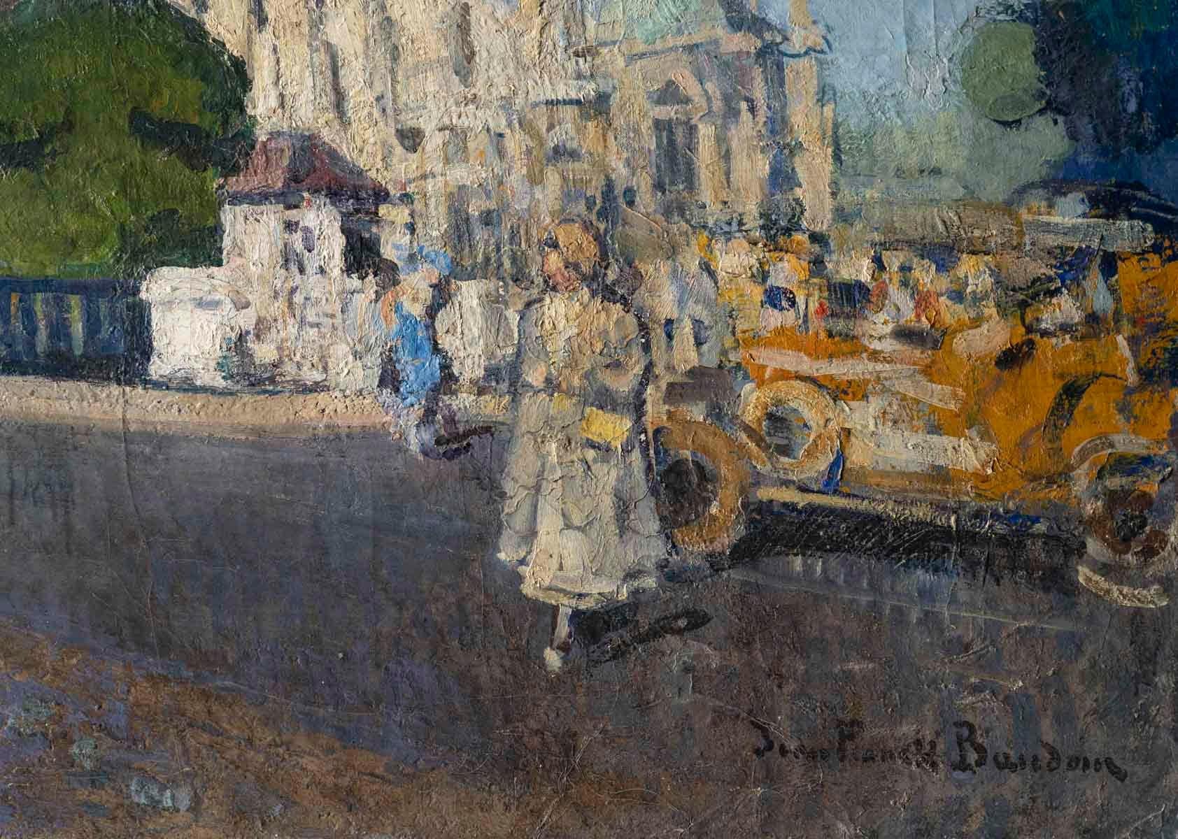 Großes Gemälde, Öl auf Leinwand von Jean Franck Baudoin, Notre Dame de Paris. (Art déco) im Angebot
