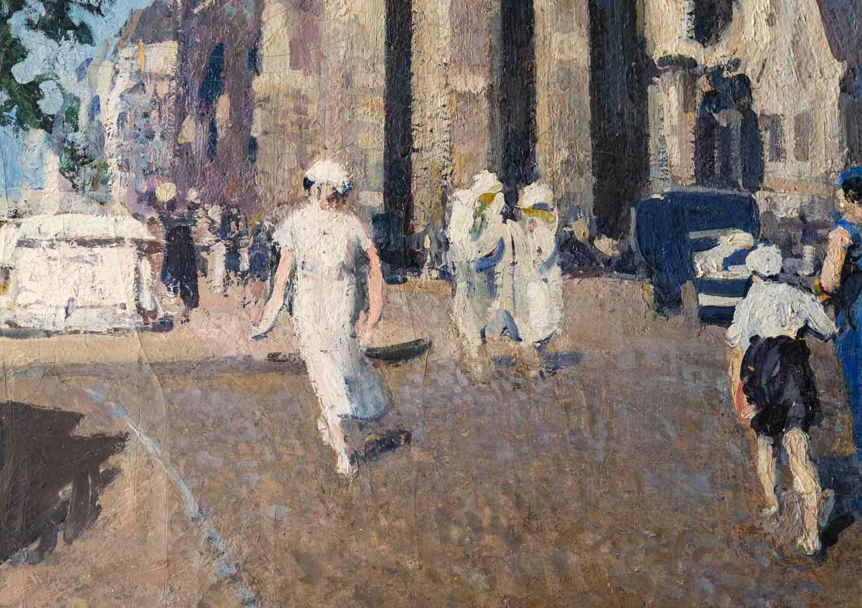 Großes Gemälde, Öl auf Leinwand von Jean Franck Baudoin, Notre Dame de Paris. (20. Jahrhundert) im Angebot