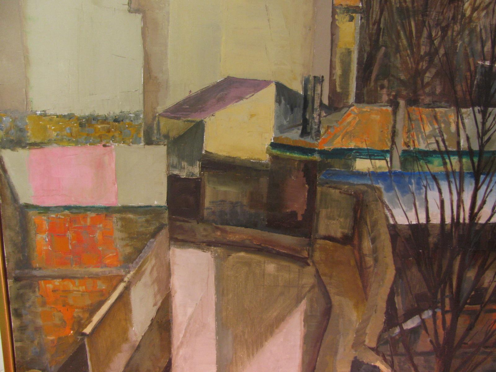 Large Mid Century 1962 Painting Of Rooftops of Paris M. Siret, 1962 In Excellent Condition In Port Jervis, NY