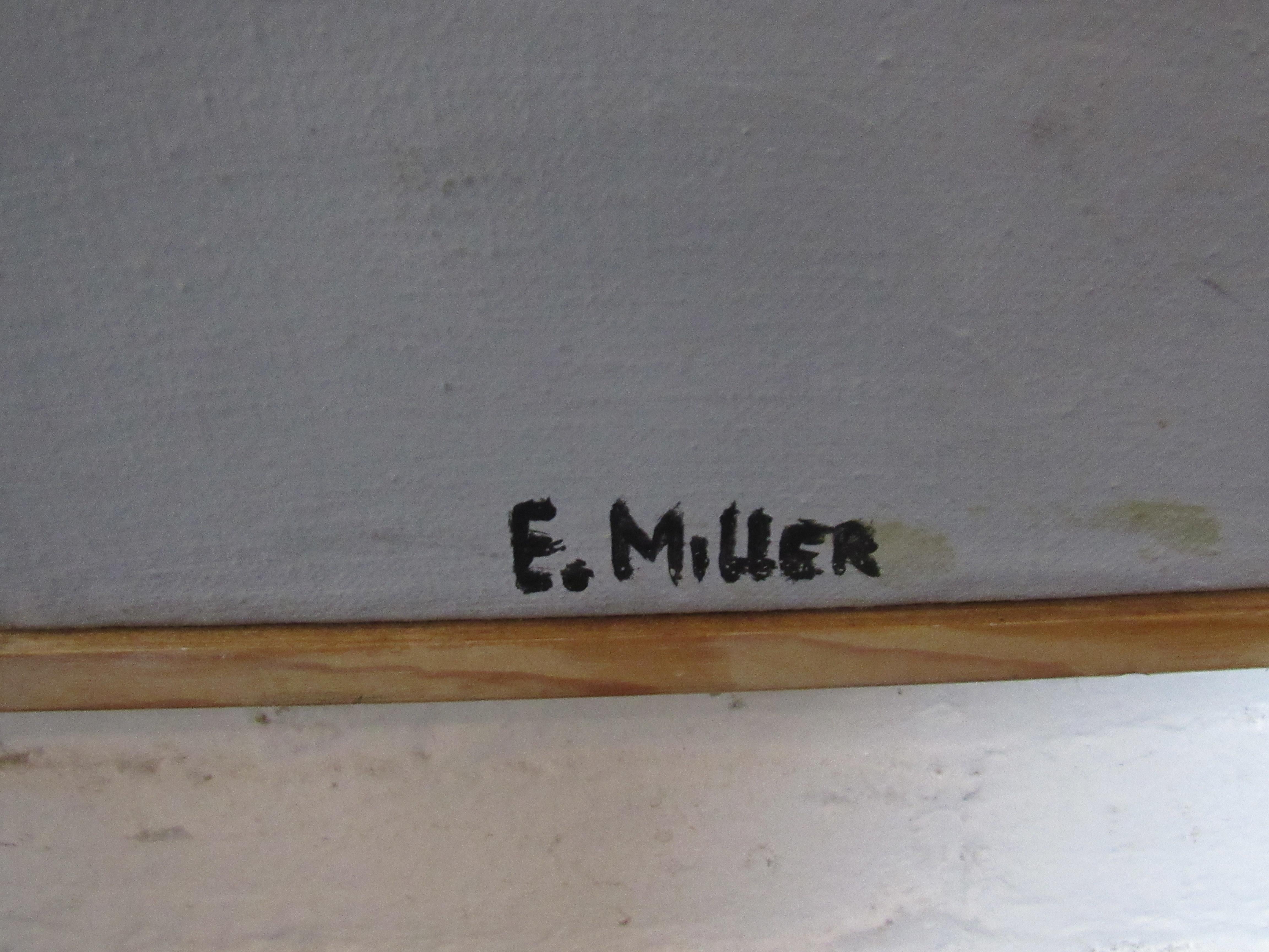 Cuadro grande firmado por la artista Elaine Miller en Bueno estado para la venta en Brooklyn, NY