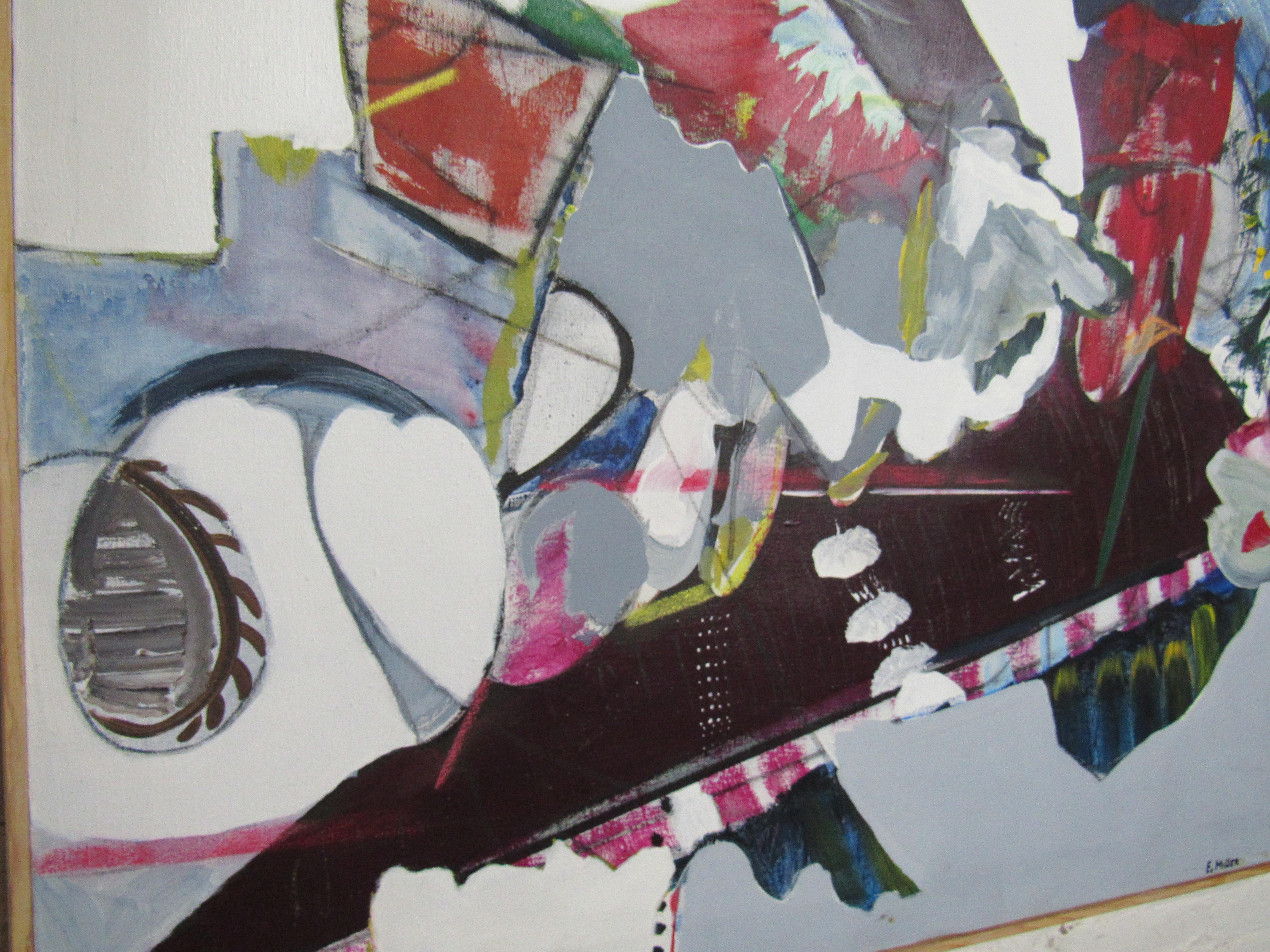 Cuadro grande firmado por la artista Elaine Miller Lienzo en venta