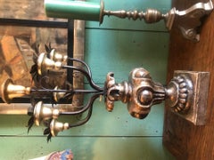 Large Pair 18th C Candlesticks Candleholder Silver-plate Mood light Dining Table