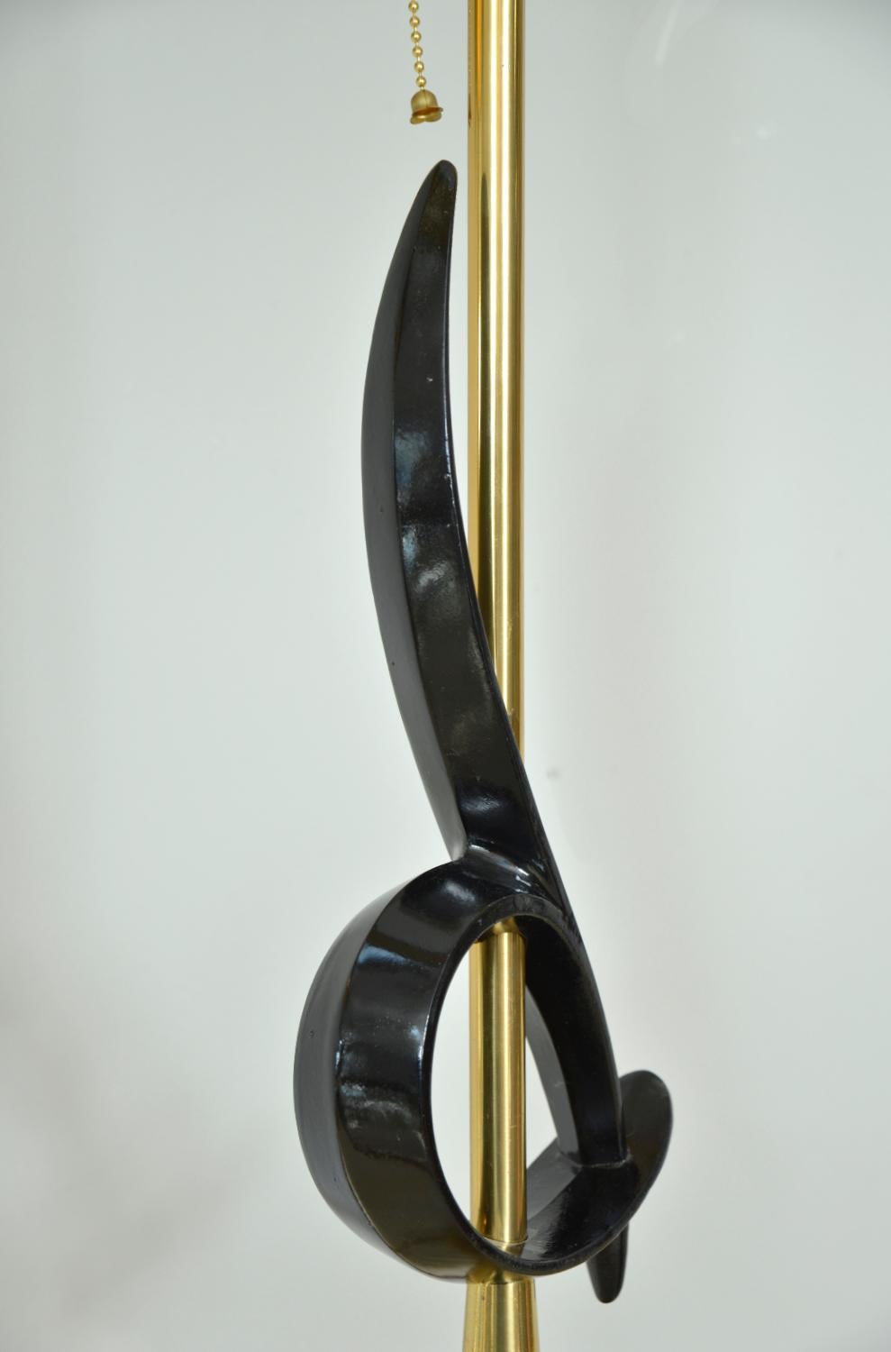 Large Pair 1950s American Midcentury Brass Glass Table Lamps Hollywood Regency For Sale 4