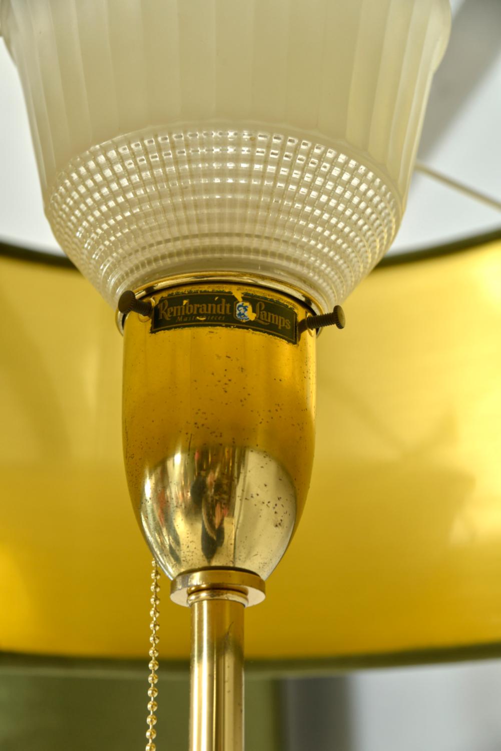 Large Pair 1950s American Midcentury Brass Glass Table Lamps Hollywood Regency For Sale 6