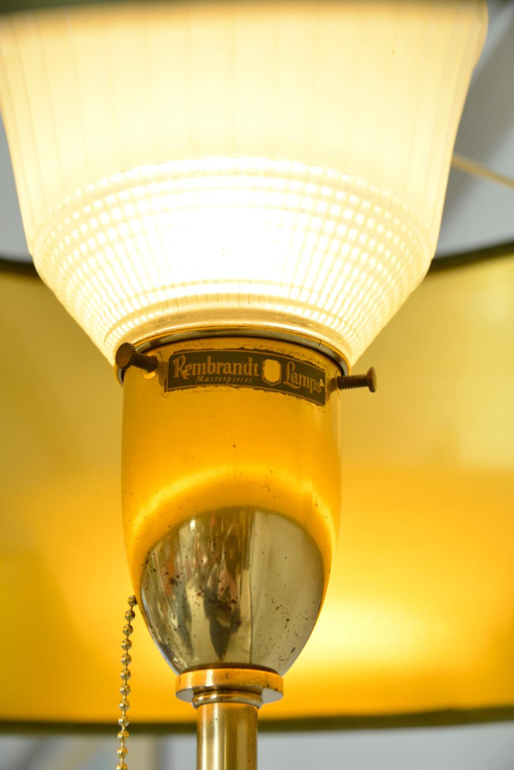 Large Pair 50s American Rembrandt Midcentury Brass Table Lamps Hollywood Regency For Sale 7