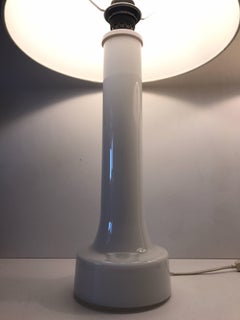Large Pair of 1960 Swedish Bergboms Opaline Glass Table Lamps