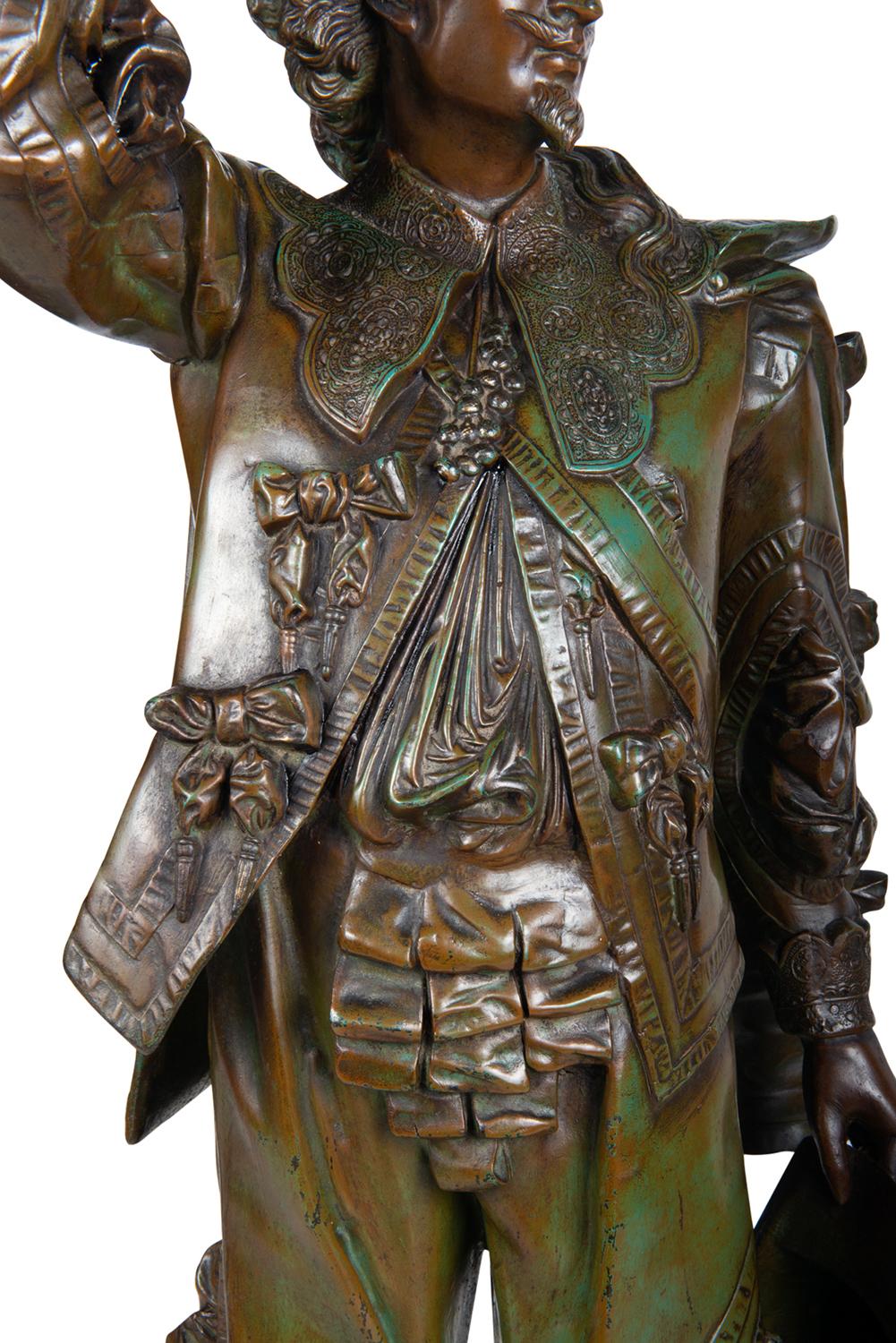Großes Paar Bronze-Kaveliers aus Zinn aus dem 19. Jahrhundert im Zustand „Gut“ im Angebot in Brighton, Sussex
