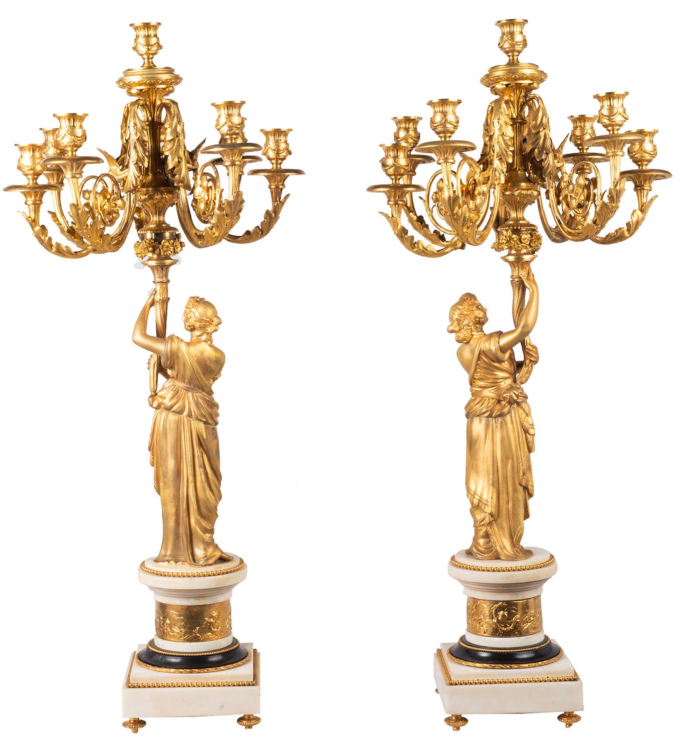 Large Pair 19th Century Classical Candelabra For Sale 6