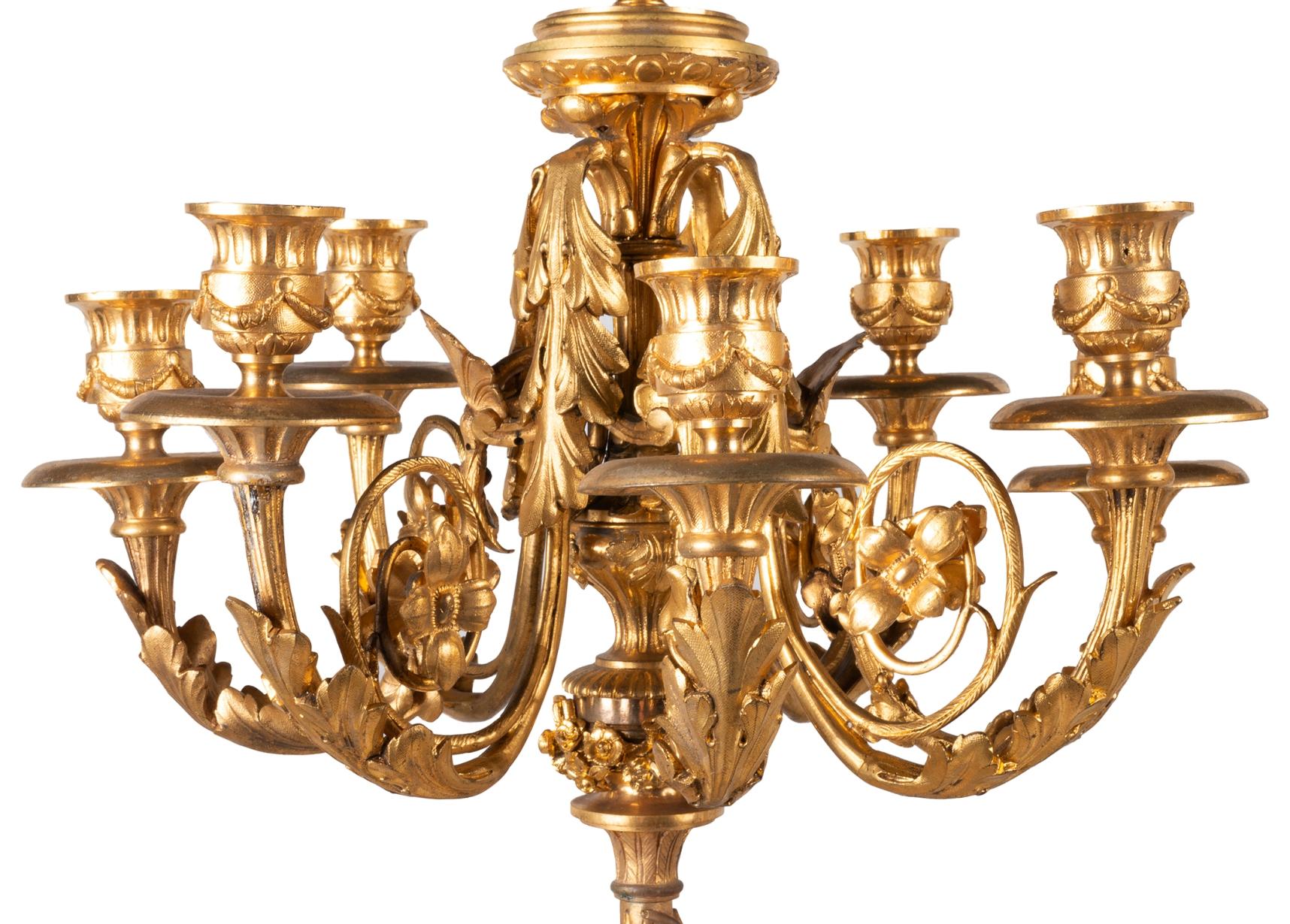 Neoclassical Large Pair 19th Century Classical Candelabra For Sale