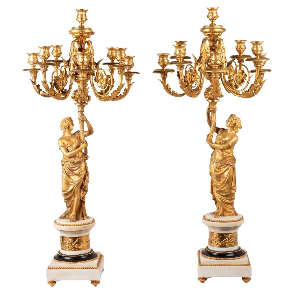 Large Pair 19th Century Classical Candelabra For Sale