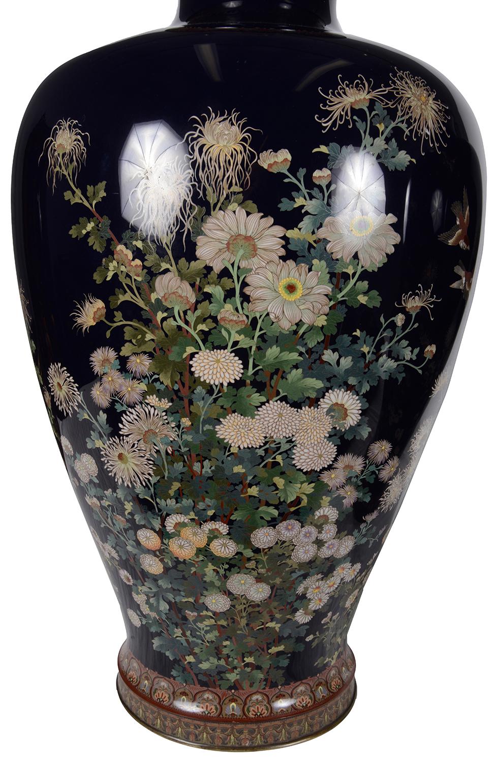 Fait main Paire de grands vases en cloisonné du 19ème siècle, Att. Hayashi Kodenji