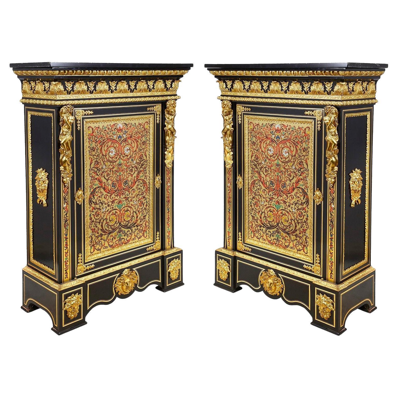 Grande coppia di Cabunet Boulle francesi del XIX secolo in vendita