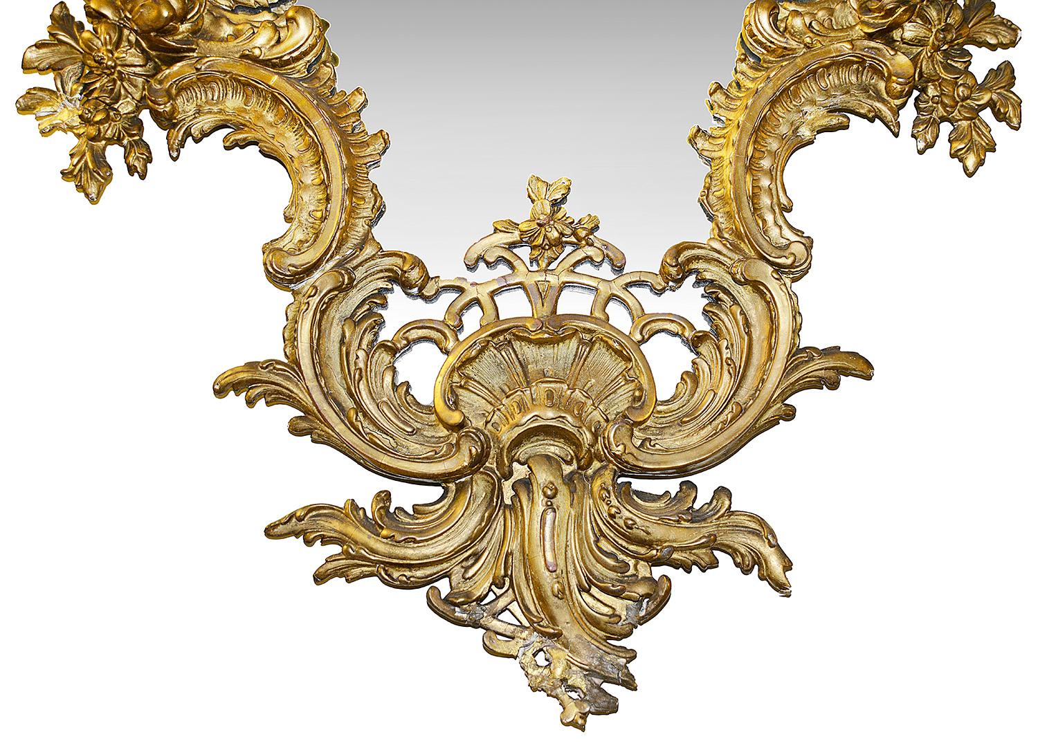 French Large pair 19th Century gilded mirrors, 58